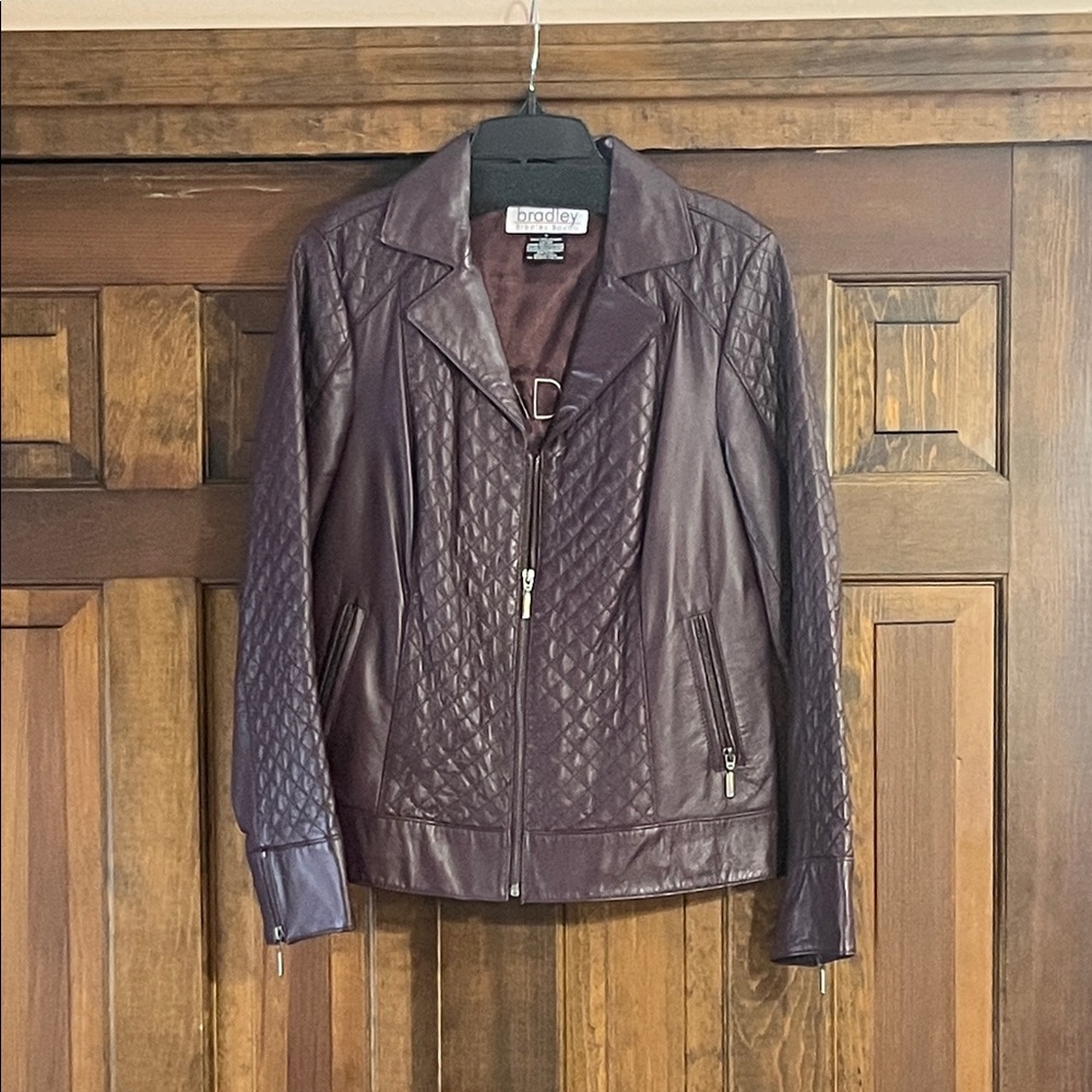 Bradley Bayou Women's Quilted Leather Jacket - Wine